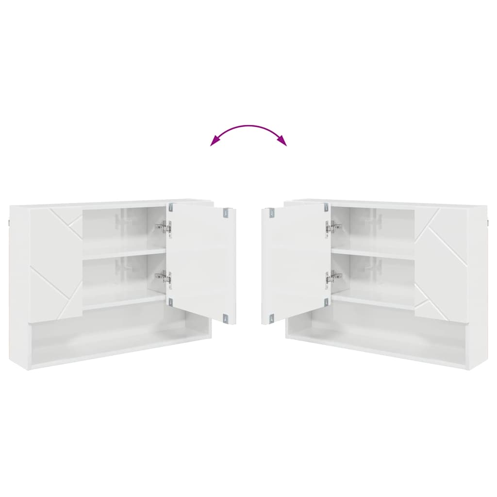 Mirror Cabinet High Gloss White 80 x 17 x 55 cm Engineered Wood