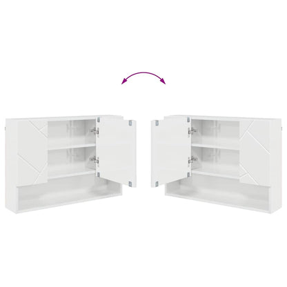 Mirror Cabinet High Gloss White 80 x 17 x 55 cm Engineered Wood