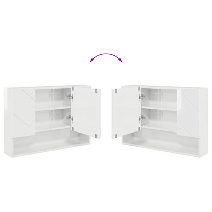 Mirror Cabinet High Gloss White 80 x 17 x 55 cm Engineered Wood