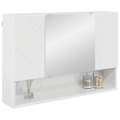 Mirror Cabinet High Gloss White 80 x 17 x 55 cm Engineered Wood
