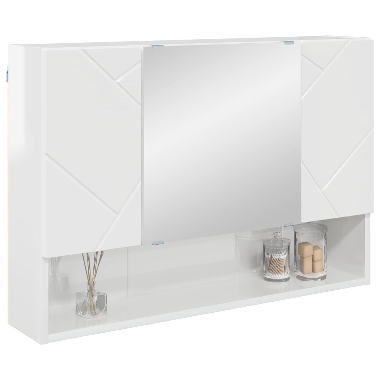 Mirror Cabinet High Gloss White 80 x 17 x 55 cm Engineered Wood