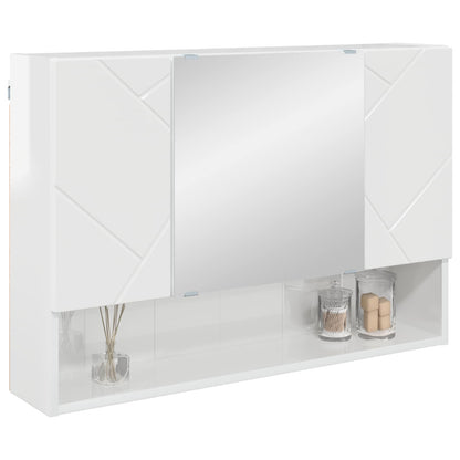 Mirror Cabinet High Gloss White 80 x 17 x 55 cm Engineered Wood