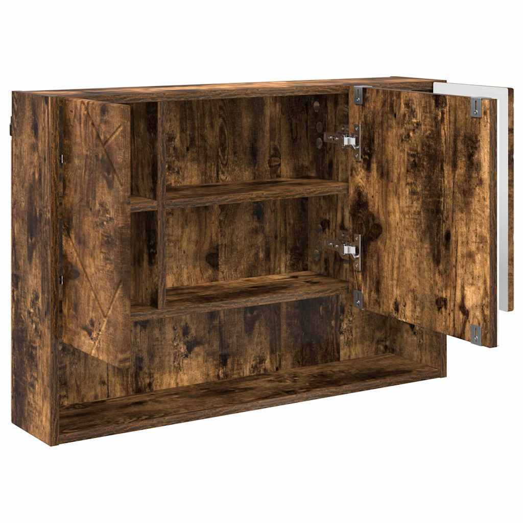 Mirror Cabinet Smoked Oak 80 x 17 x 55 cm Engineered Wood