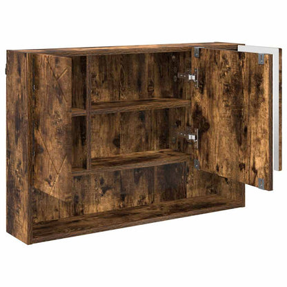 Mirror Cabinet Smoked Oak 80 x 17 x 55 cm Engineered Wood