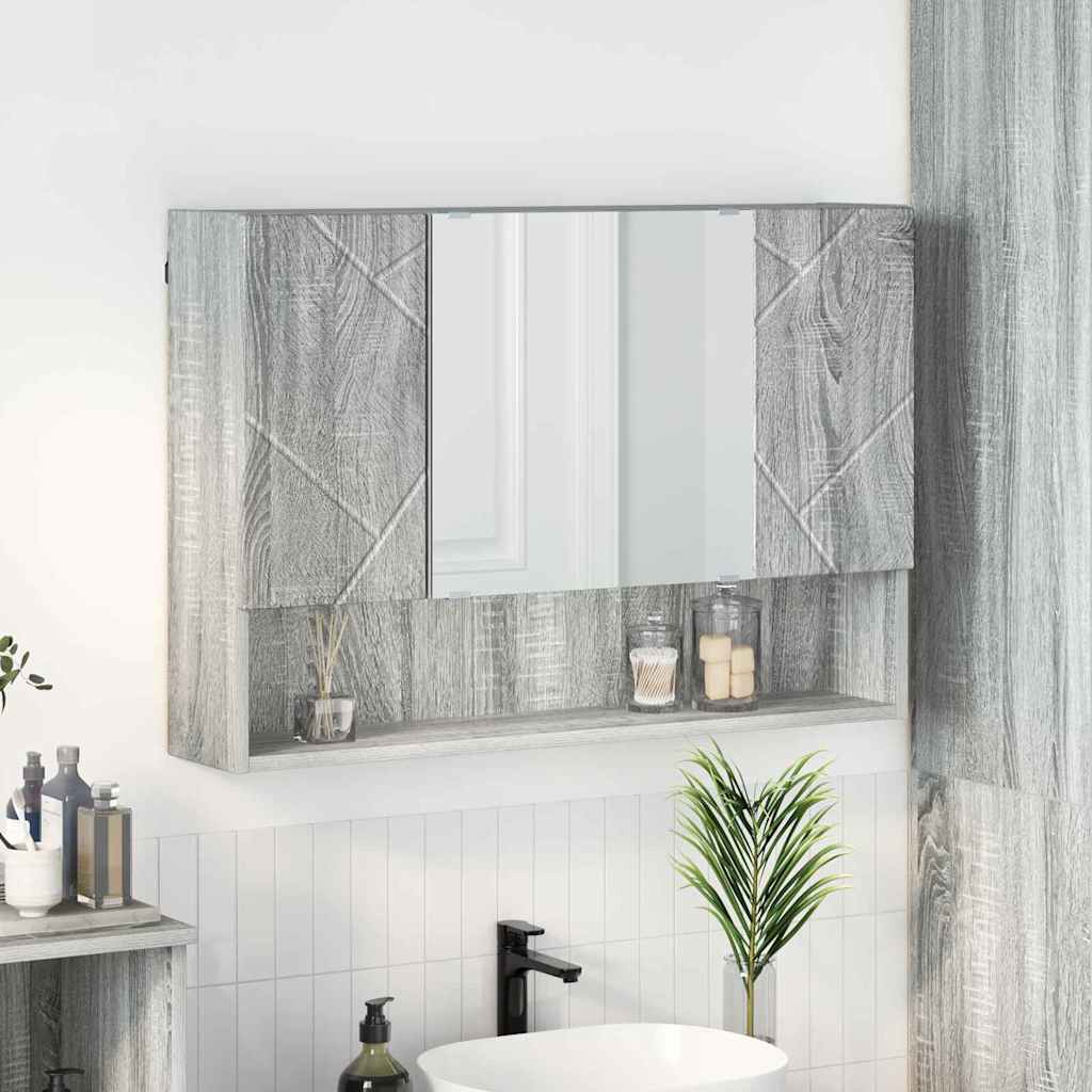 Mirror Cabinet Grey Sonoma 80 x 17 x 55 cm Engineered Wood