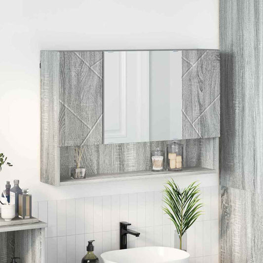 Mirror Cabinet Grey Sonoma 80 x 17 x 55 cm Engineered Wood