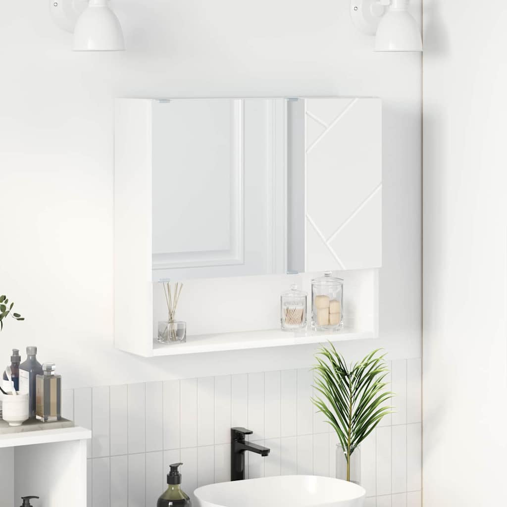 Mirror Cabinet with Door White 59 x 17 x 55 cm Engineered Wood