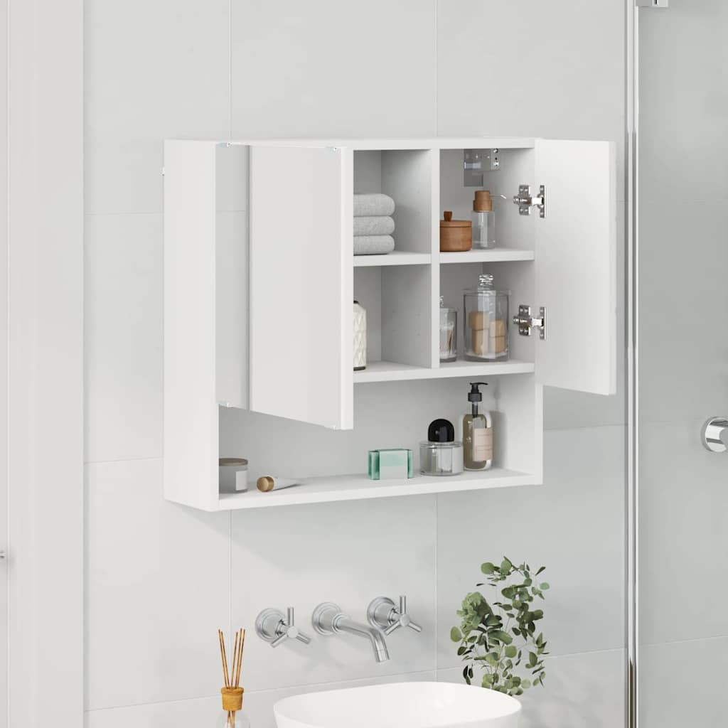 Mirror Cabinet with Door White 59 x 17 x 55 cm Engineered Wood
