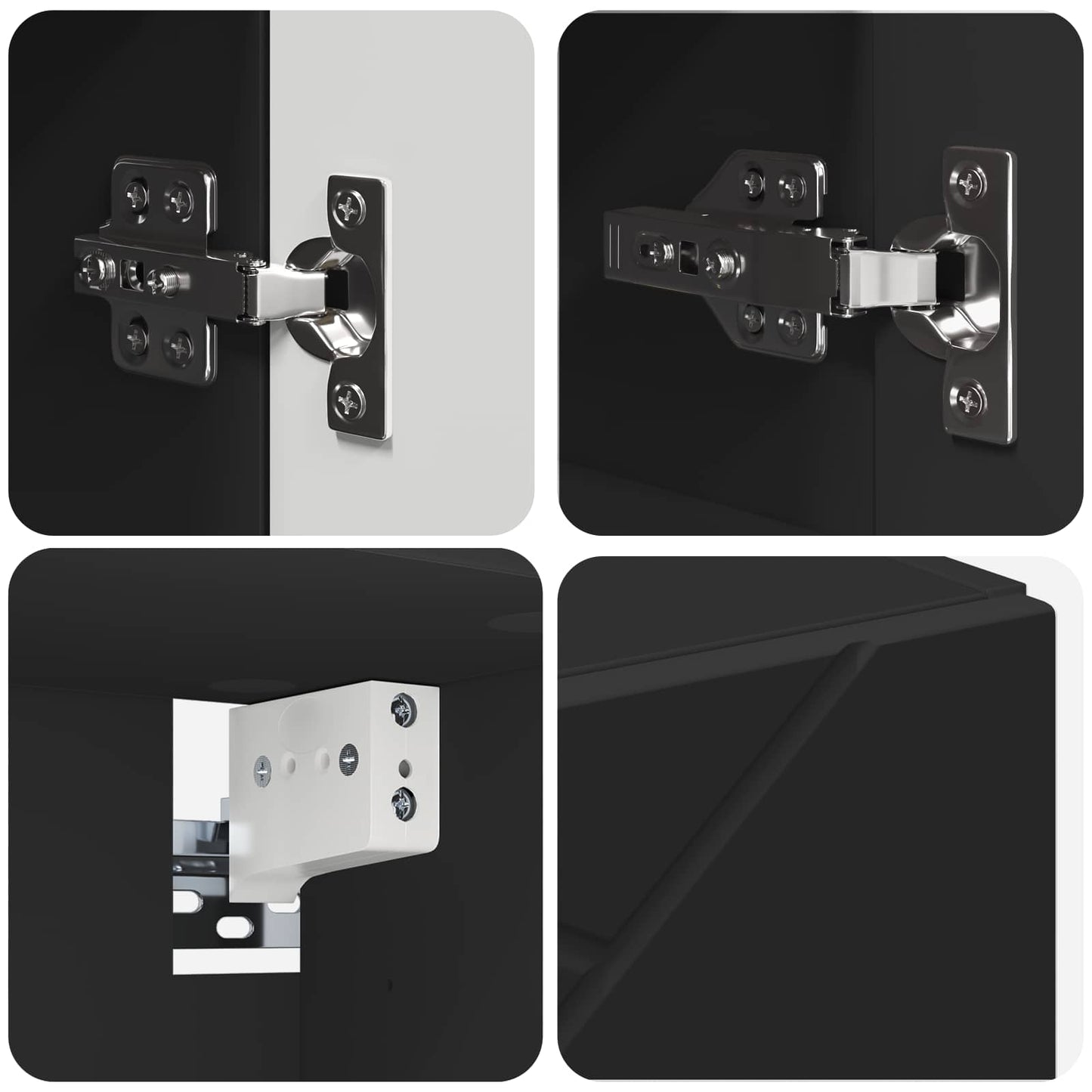 Mirror Cabinet with Door Black 59 x 17 x 55 cm Engineered Wood
