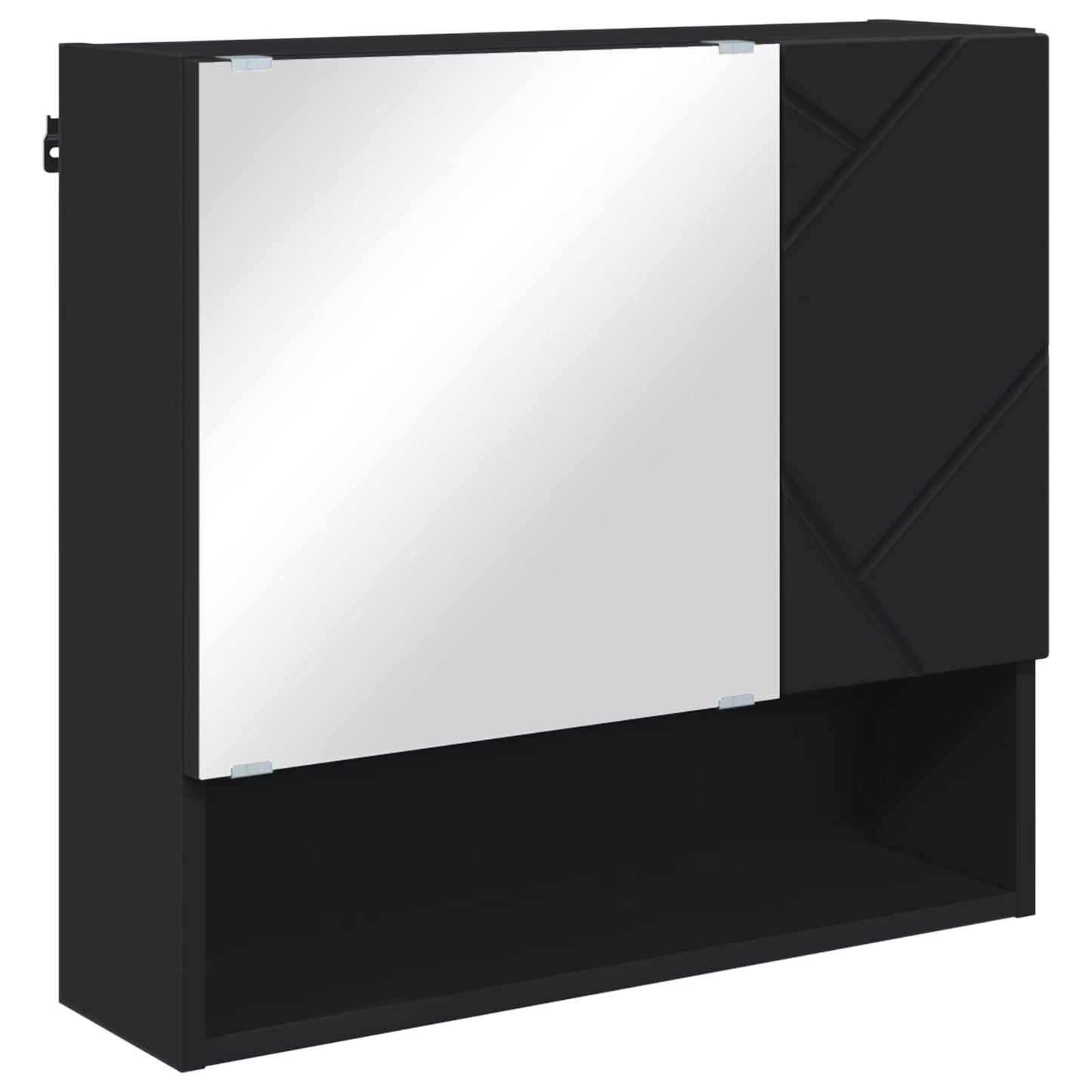 Mirror Cabinet with Door Black 59 x 17 x 55 cm Engineered Wood
