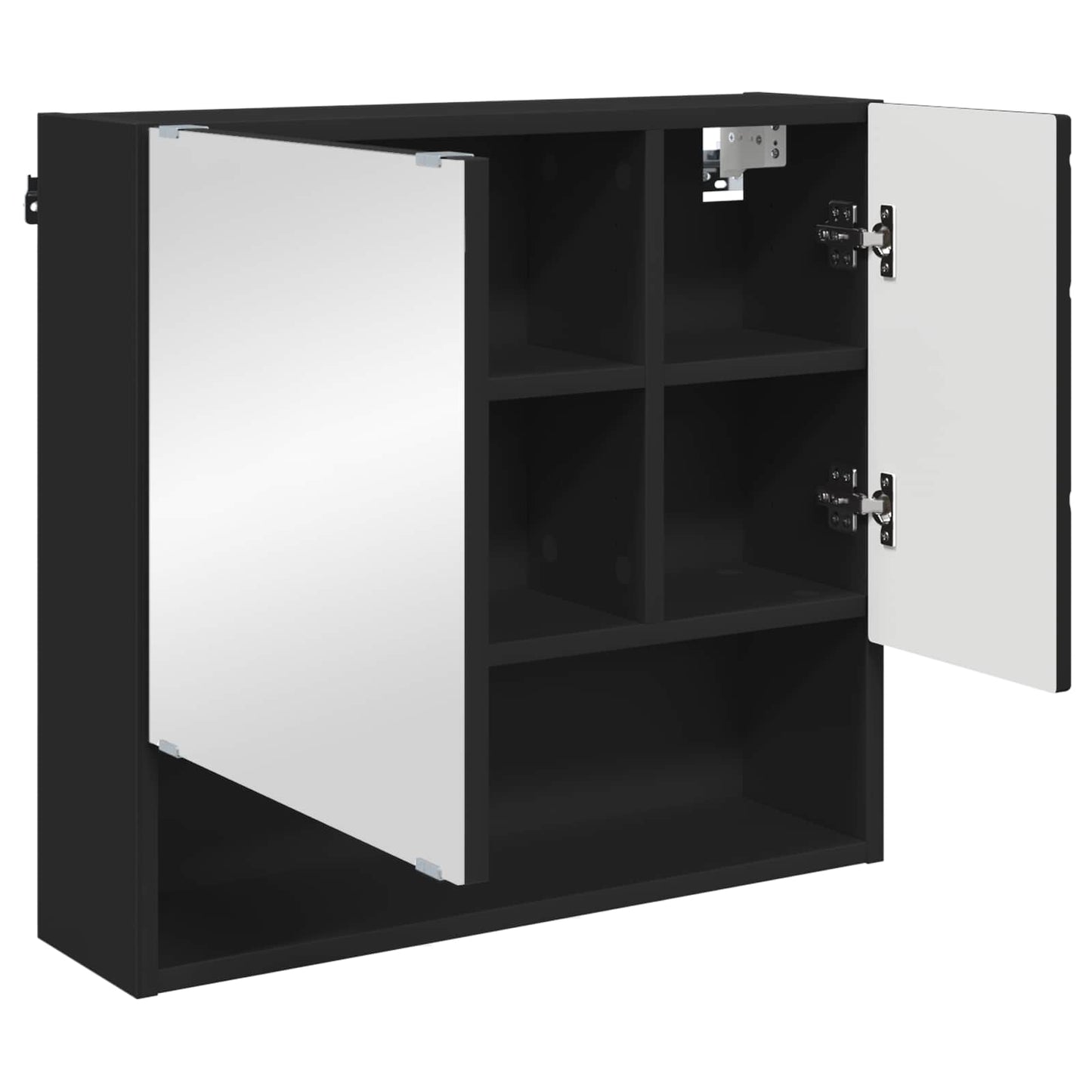 Mirror Cabinet with Door Black 59 x 17 x 55 cm Engineered Wood