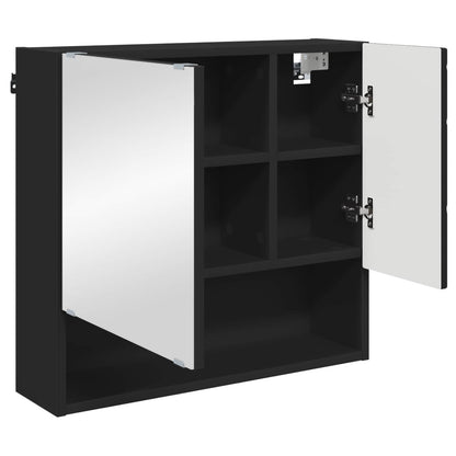Mirror Cabinet with Door Black 59 x 17 x 55 cm Engineered Wood