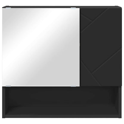Mirror Cabinet with Door Black 59 x 17 x 55 cm Engineered Wood