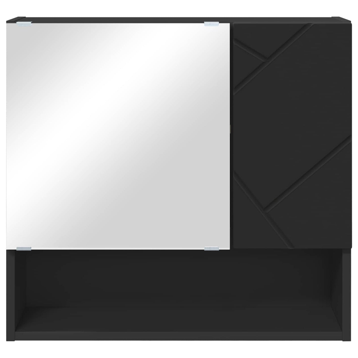 Mirror Cabinet with Door Black 59 x 17 x 55 cm Engineered Wood
