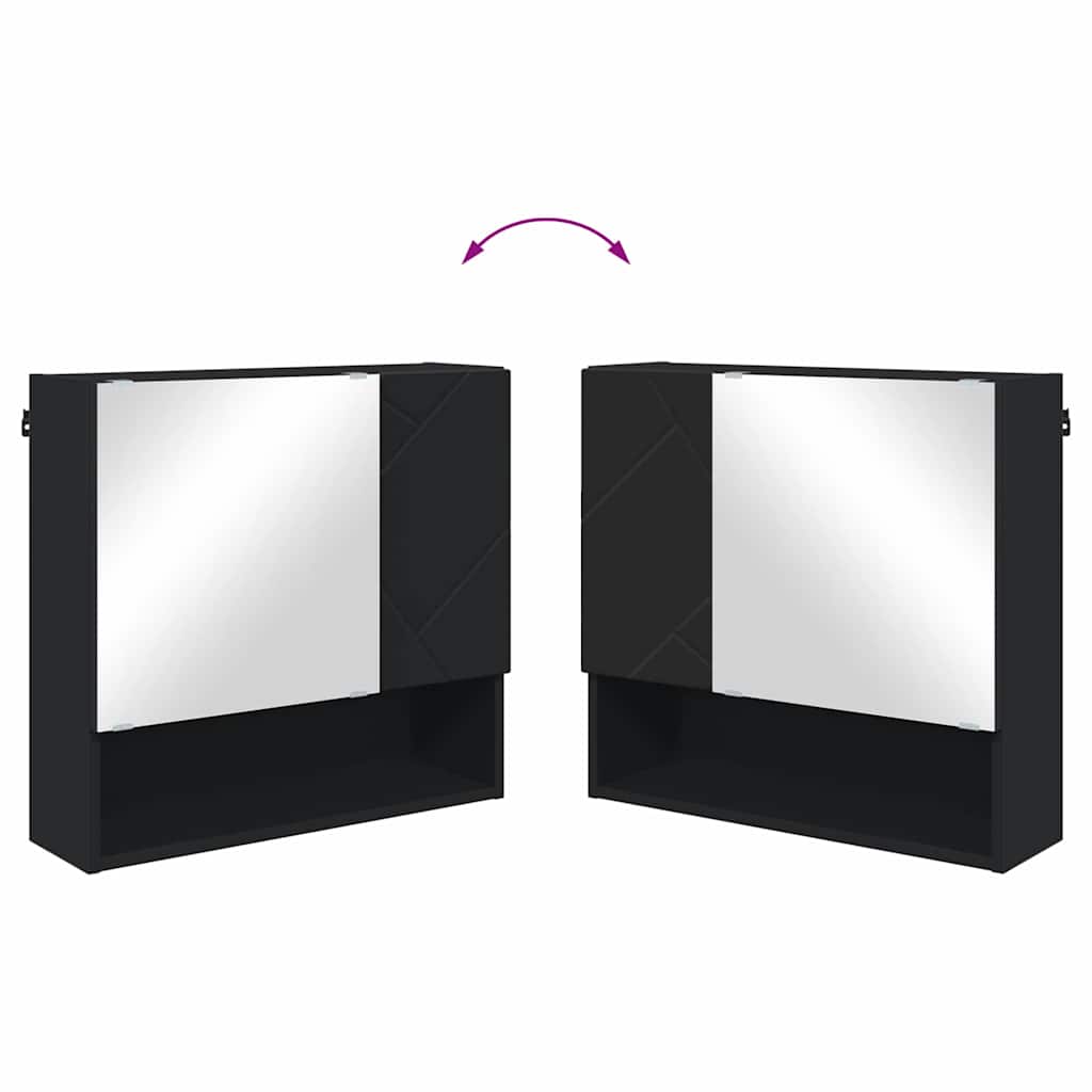 Mirror Cabinet with Door Black 59 x 17 x 55 cm Engineered Wood