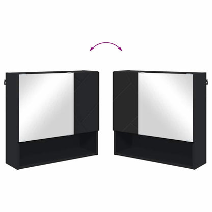 Mirror Cabinet with Door Black 59 x 17 x 55 cm Engineered Wood