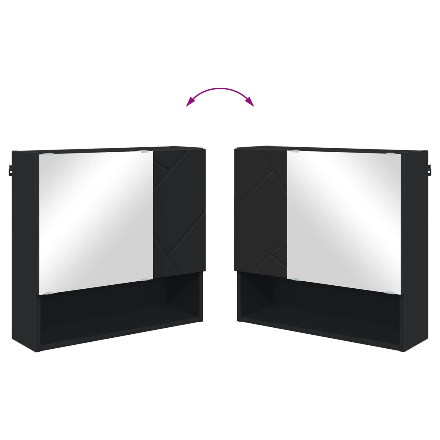Mirror Cabinet Black 59 x 17 x 55 cm Engineered Wood