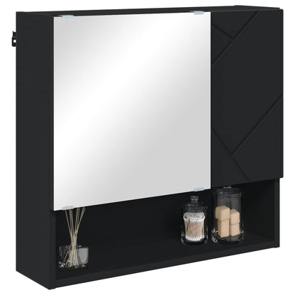 Mirror Cabinet with Door Black 59 x 17 x 55 cm Engineered Wood