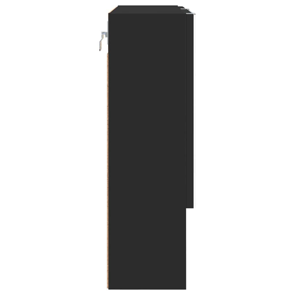 Mirror Cabinet with Door Black 59 x 17 x 55 cm Engineered Wood