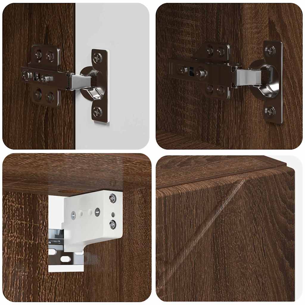 Mirror Cabinet Brown Oak 59 x 17 x 55 cm Engineered Wood