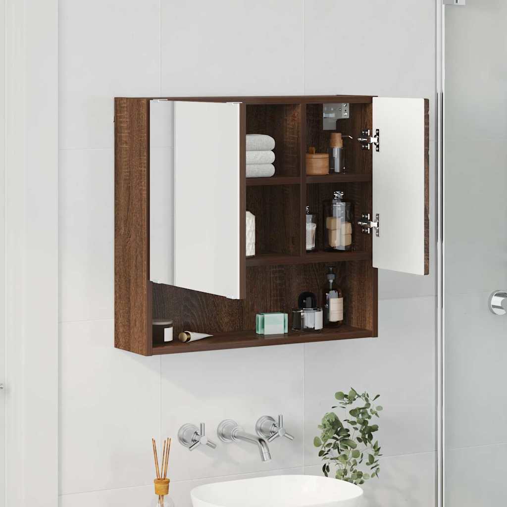 Mirror Cabinet Brown Oak 59 x 17 x 55 cm Engineered Wood