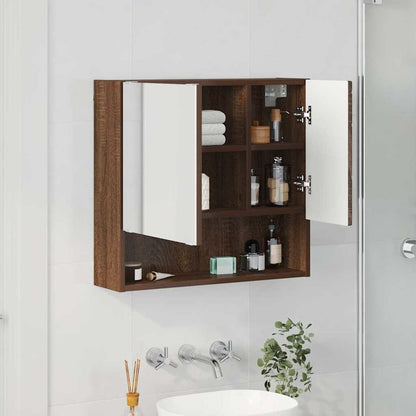Mirror Cabinet Brown Oak 59 x 17 x 55 cm Engineered Wood
