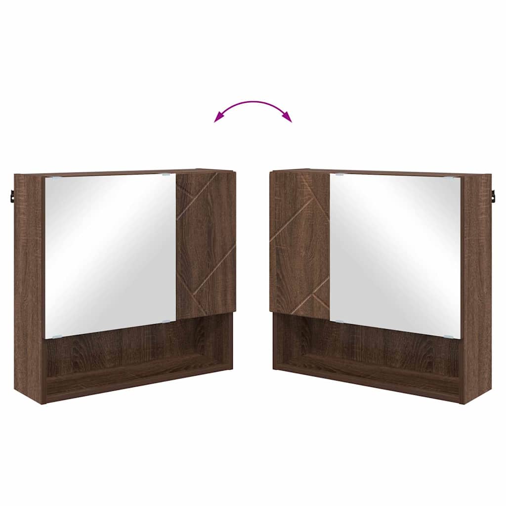 Mirror Cabinet Brown Oak 59 x 17 x 55 cm Engineered Wood