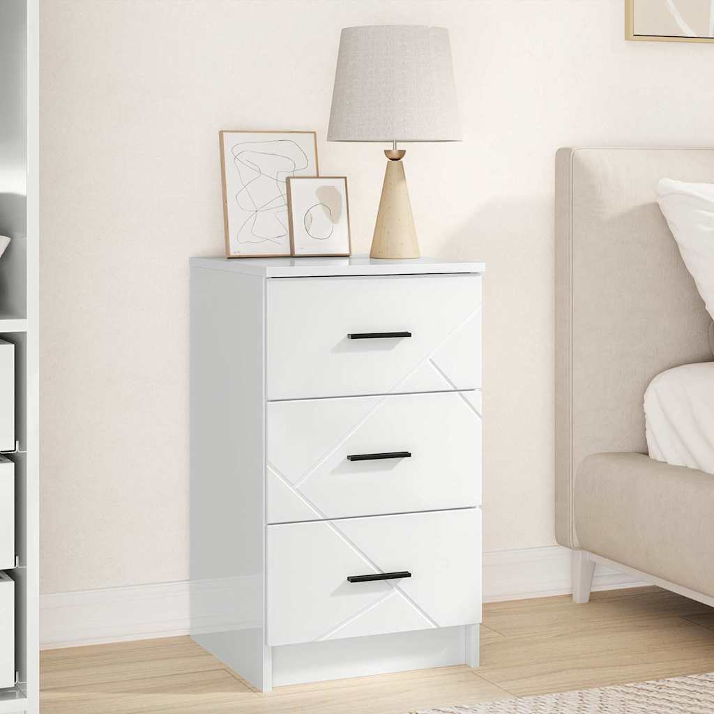 Bedside Cabinet with Drawer High gloss white 38 x 38 x 66 cm