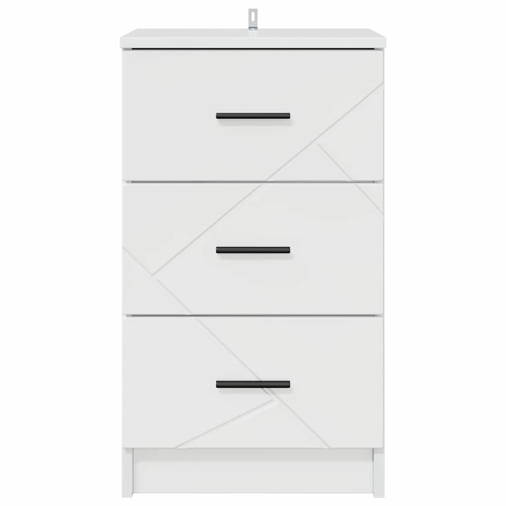 Bedside Cabinet with Drawer High gloss white 38 x 38 x 66 cm