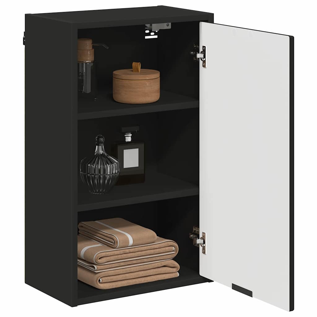 Bathroom Cabinet Wall-mounted with Door Black 39 x 23.5 x 65 cm