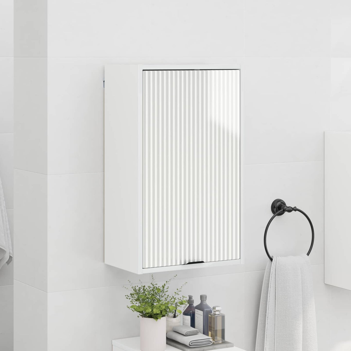 Bathroom Cabinet with Door High Gloss White 39 x 23.5 x 65 cm