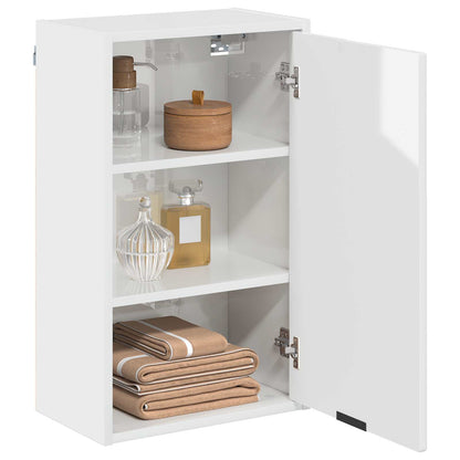 Bathroom Cabinet with Door High Gloss White 39 x 23.5 x 65 cm