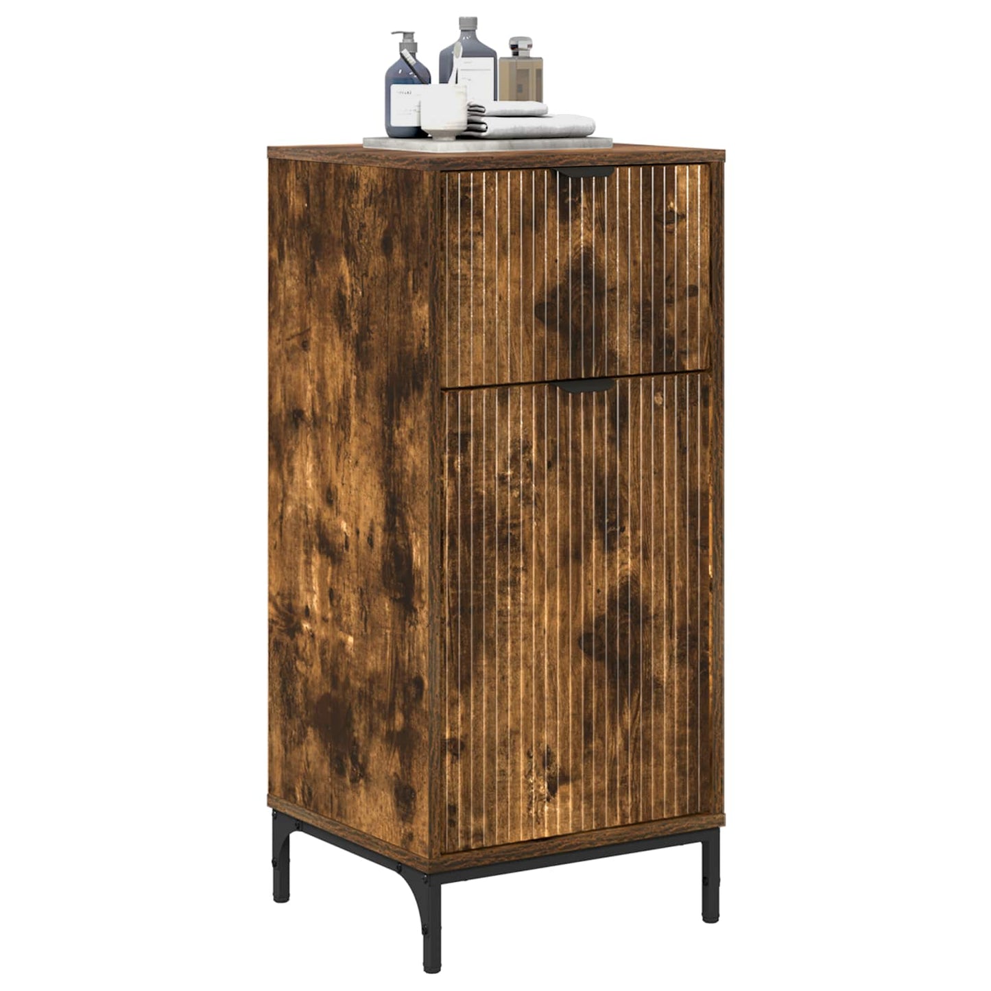 Bathroom Cabinet with Drawer Smoked Oak 39.5 x 36 x 88 cm