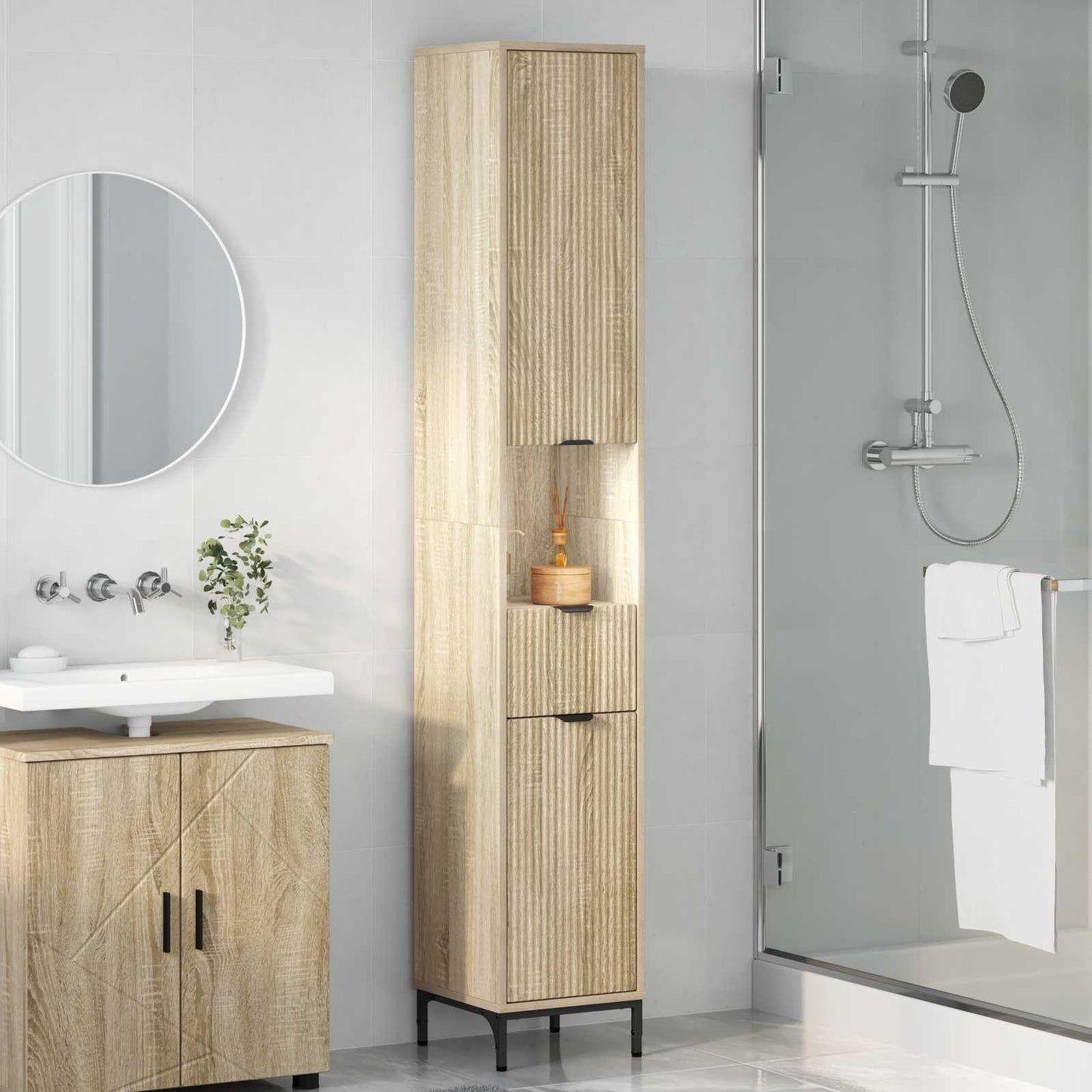 Bathroom Cabinet with Drawer Sonoma Oak 31.5 x 33 x 190 cm