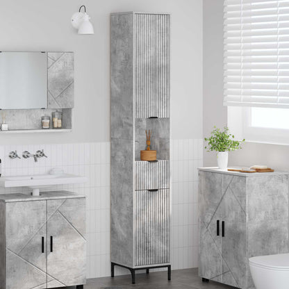 Bathroom Cabinet with Drawer Concrete Grey 31.5 x 33 x 190 cm