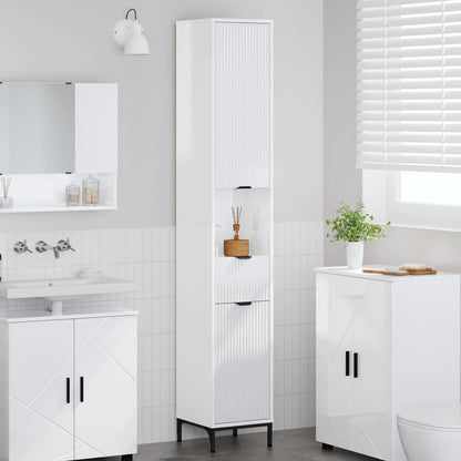 Bathroom Cabinet with Door High Gloss White 31.5 x 33 x 190 cm