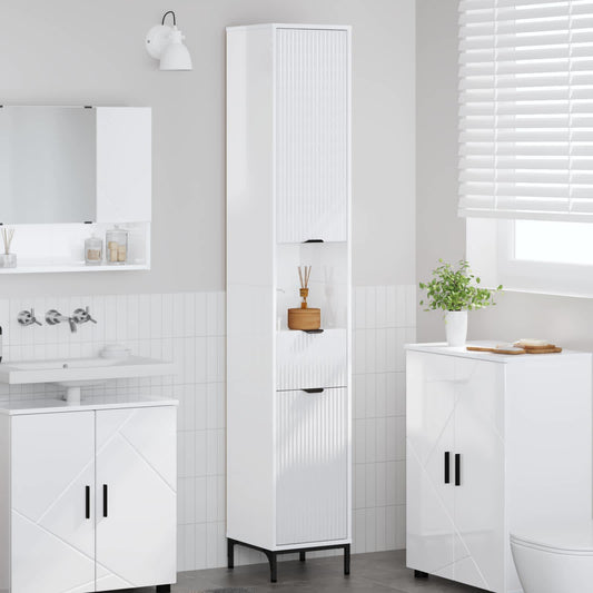 Bathroom Cabinet High Gloss White 31.5 x 33 x 190 cm