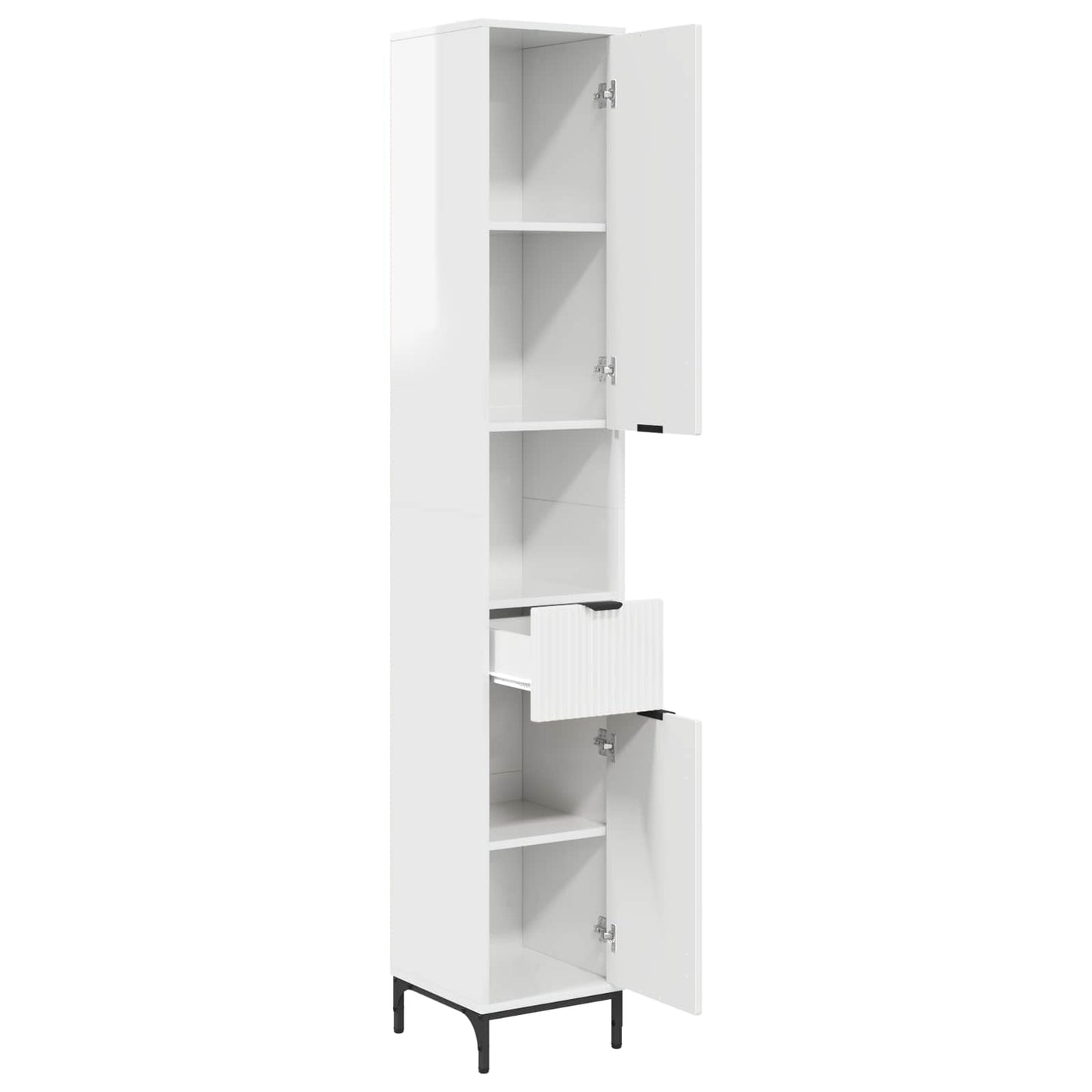 Bathroom Cabinet with Door High Gloss White 31.5 x 33 x 190 cm