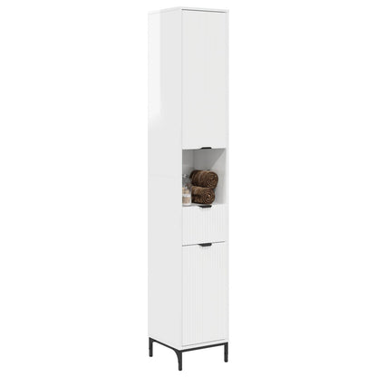 Bathroom Cabinet with Door High Gloss White 31.5 x 33 x 190 cm