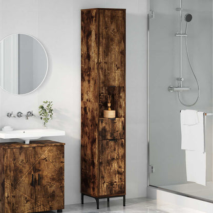 Bathroom Cabinet Smoked Oak 31.5 x 33 x 190 cm
