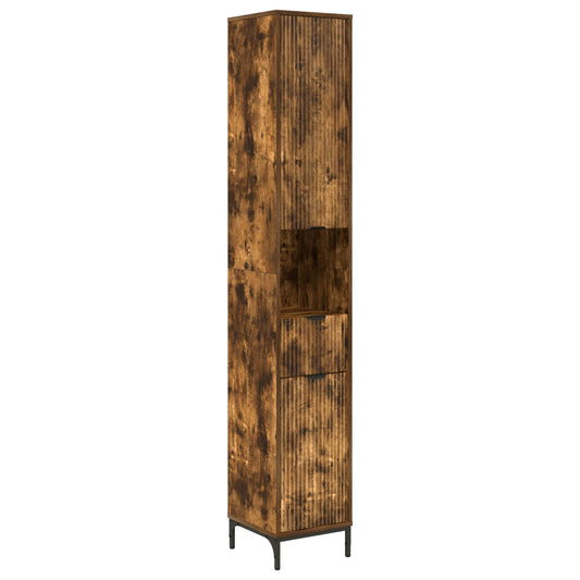 Bathroom Cabinet Smoked Oak 31.5 x 33 x 190 cm
