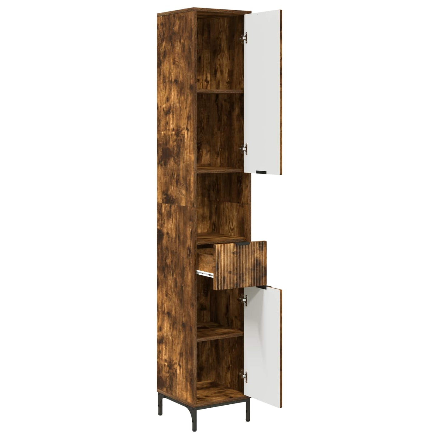 Bathroom Cabinet with Drawer Smoked Oak 31.5 x 33 x 190 cm