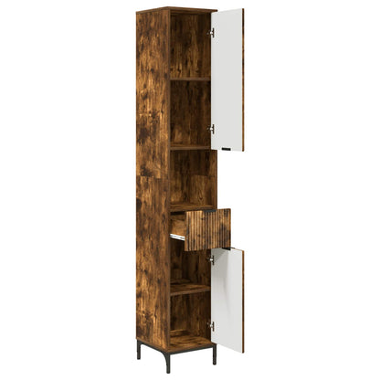 Bathroom Cabinet with Drawer Smoked Oak 31.5 x 33 x 190 cm