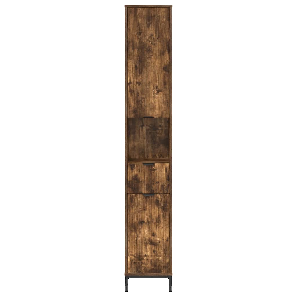 Bathroom Cabinet with Drawer Smoked Oak 31.5 x 33 x 190 cm