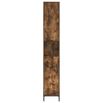 Bathroom Cabinet with Drawer Smoked Oak 31.5 x 33 x 190 cm