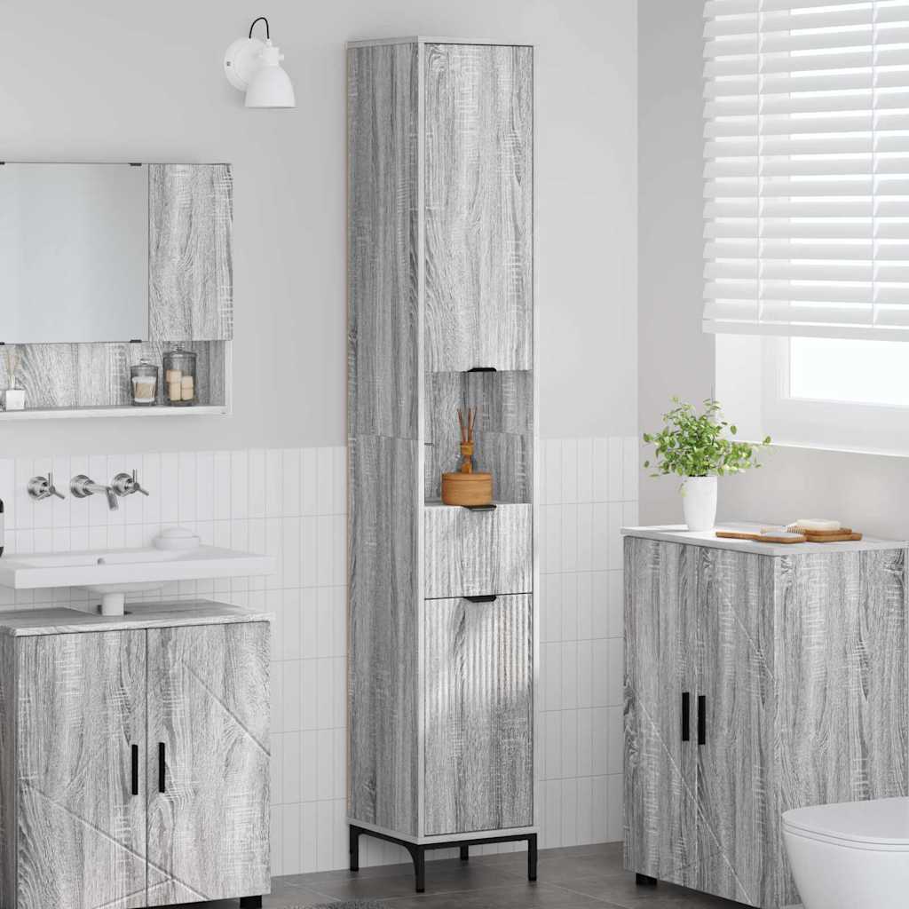 Bathroom Cabinet with Drawer Grey Sonoma 31.5 x 33 x 190 cm