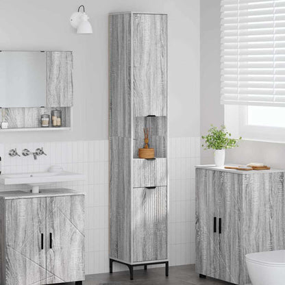 Bathroom Cabinet with Drawer Grey Sonoma 31.5 x 33 x 190 cm