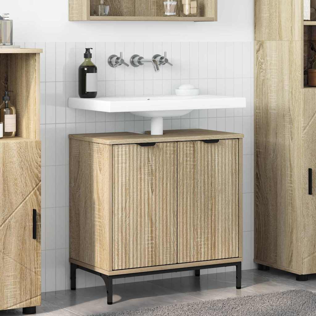 Bathroom Sink Cabinet with Door Sonoma Oak 60.5 x 33.5 x 61 cm