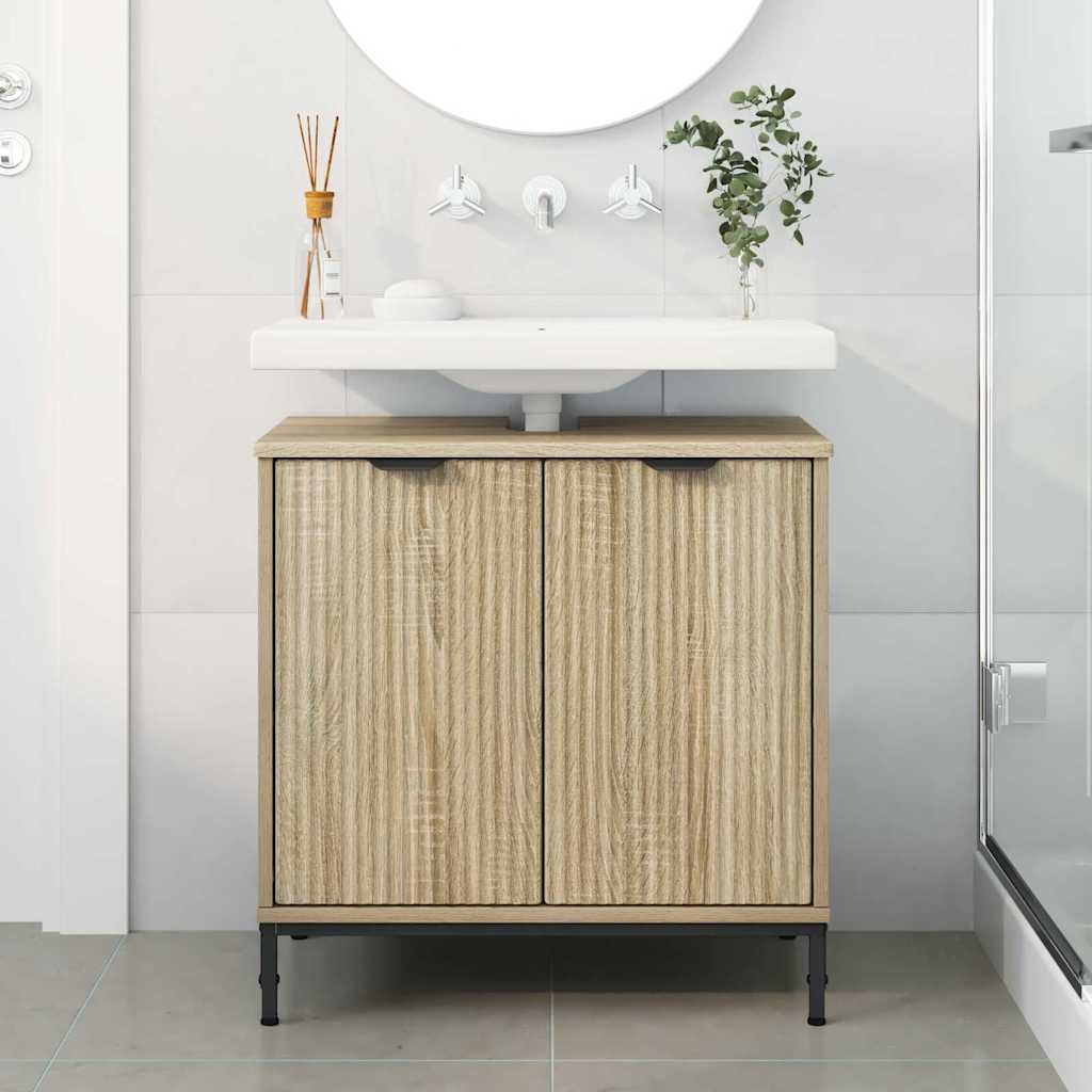 Bathroom Sink Cabinet with Door Sonoma Oak 60.5 x 33.5 x 61 cm
