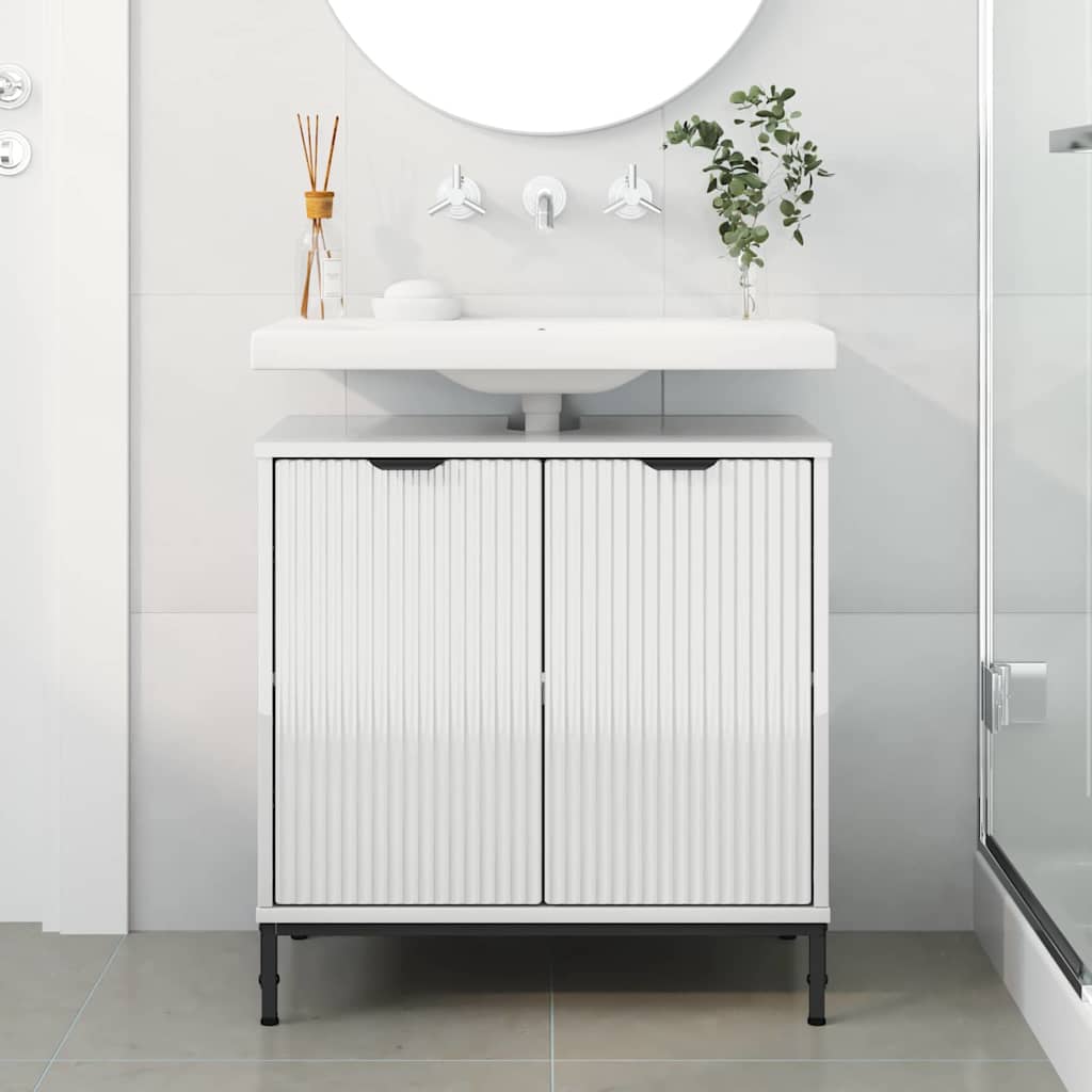 Bathroom Sink Cabinet High gloss white 60.5 x 33.5 x 61 cm
